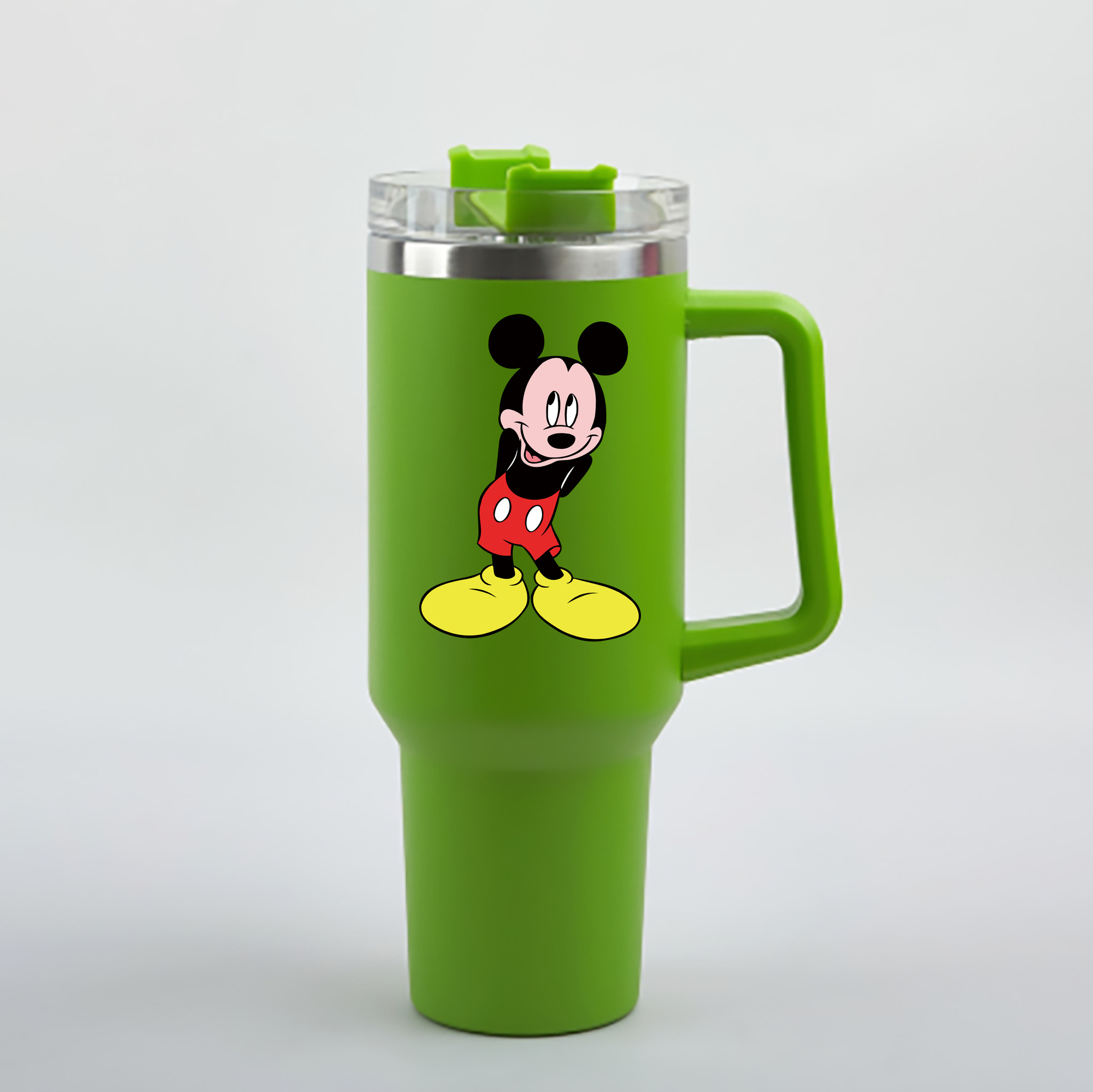 （画像用） ミッキーマウス Mickey Mouse 1200mL車用タンブラー - クリスタルステッカー（プラスチックストロー付き）